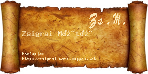 Zsigrai Máté névjegykártya